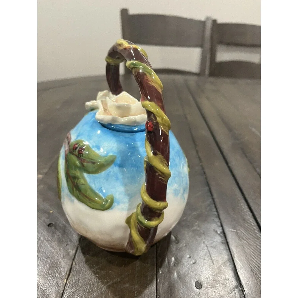 Blue Sky Ceramics Teapot Heather Goldmine Bella Flora‎ Summer Dogwood Ladybugs